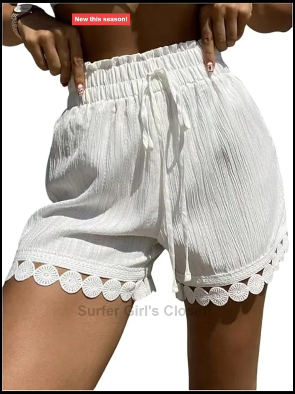 Swim Cover Up Tie Front High Waisted Beach Shorts